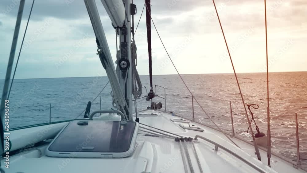 View from the deck of the yacht, standing on the high seas. Tenerife, Canary Islands View from the deck of the yacht, standing on the high seas. Tenerife, Canary Islands