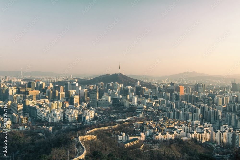 Namsan Tower in Seoul, Korea with no cloud at all.