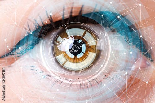 Concept of sensor implanted into human eye photo