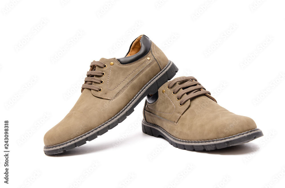 Brown suade shoes isolated on white background Brown suade shoes isolated on white background
