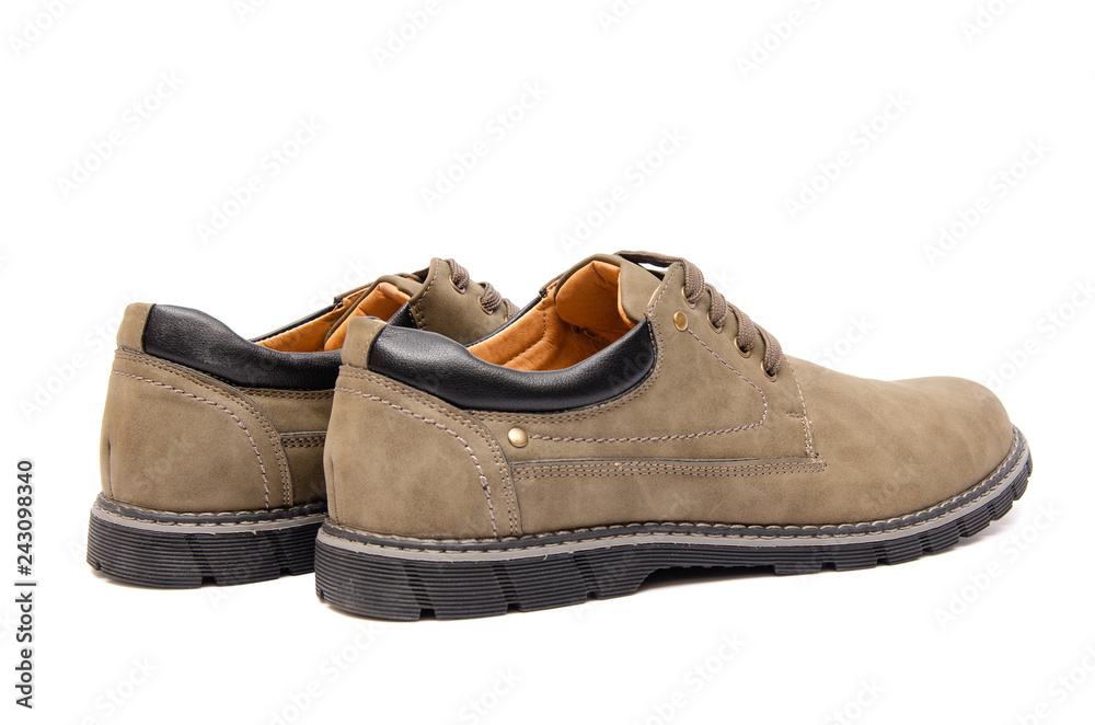 Brown suade shoes isolated on white background Brown suade shoes isolated on white background