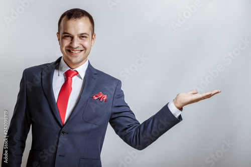 Tableau sur toile Portrait of successful arrogant overconfident professional worker wearing black