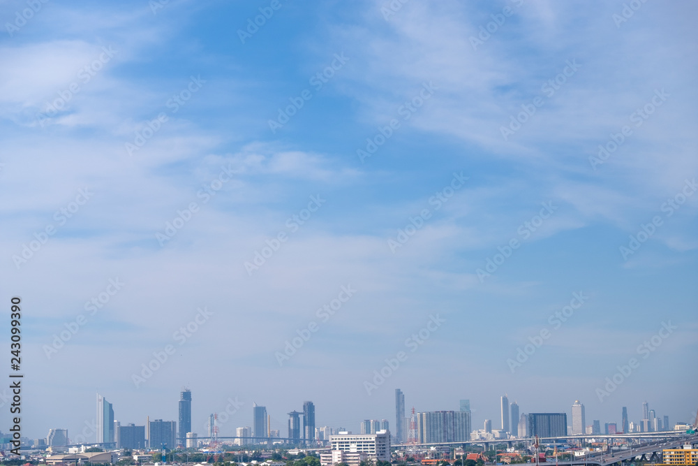 Bangkok metropolis view with cloud and blue sky. Bangkok is capital of Thailand and it destination of tourist. Bangkok metropolis view with cloud and blue sky. Bangkok is capital of Thailand and it destination of tourist.
