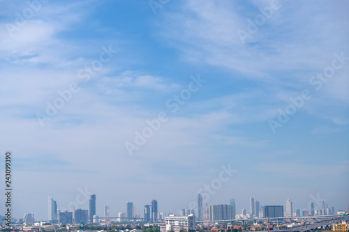 Bangkok metropolis view with cloud and blue sky. Bangkok is capital of Thailand and it destination of tourist.