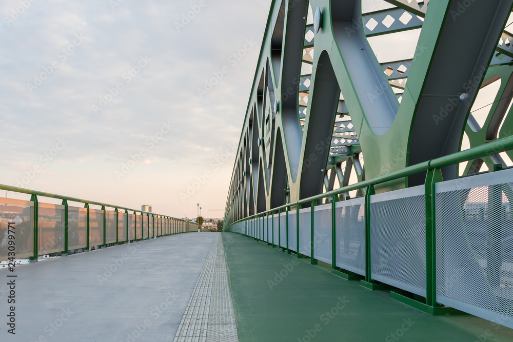 A road for pedestrians and bicycles at Old Bridge in Bratislava
