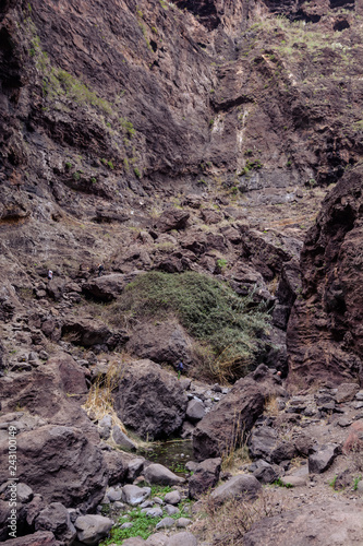 Hiking in Gorge Masca. Volcanic island. Mountains of the island of Tenerife, Canary Island, Spain.