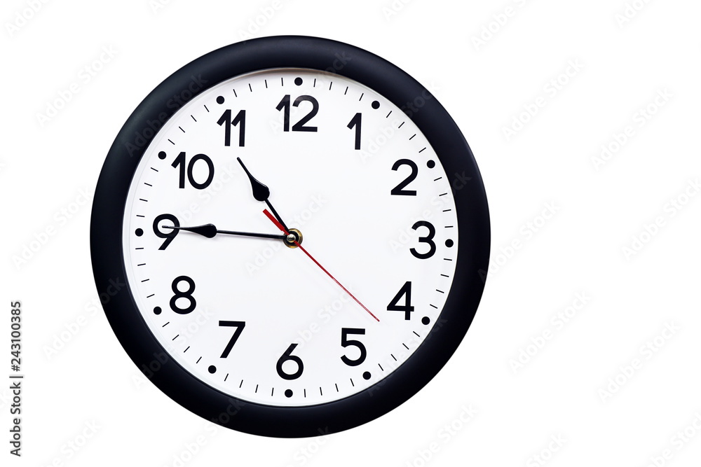 Time concept with black clock at a quarter to eleven Time concept with black clock at a quarter to eleven