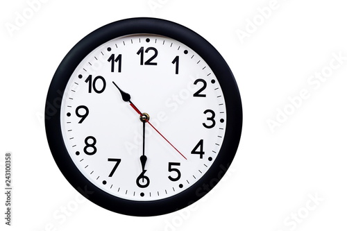 Time concept with black clock at half past ten