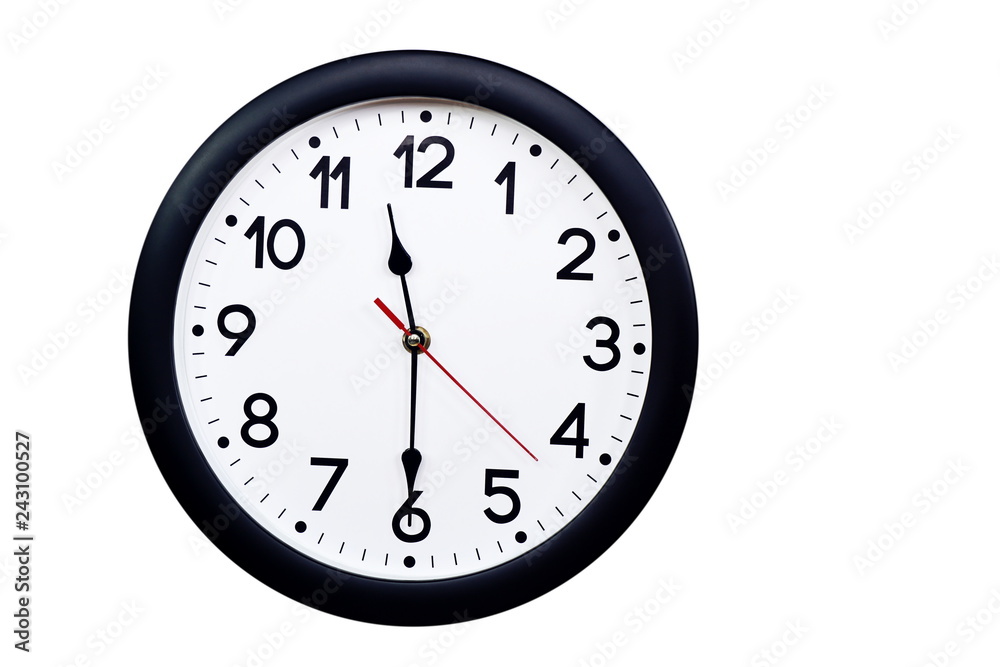 Time concept with black clock at half past eleven Time concept with black clock at half past eleven