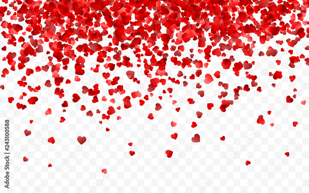 Vector realistic isolated heart confetti on the transparent background for decoration and covering. Concept of Happy Valentine's Day, wedding and anniversary Vector realistic isolated heart confetti on the transparent background for decoration and covering. Concept of Happy Valentine's Day, wedding and anniversary