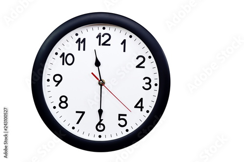 Time concept with black clock at half past eleven