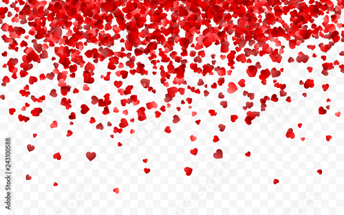 Vector realistic isolated heart confetti on the transparent background for decoration and covering. Concept of Happy Valentine s Day  wedding and anniversary