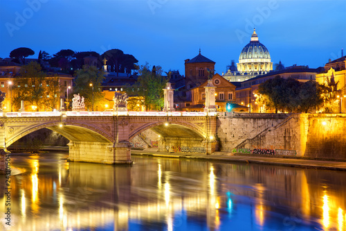View of Vatican City in Rome at dusk, Italy