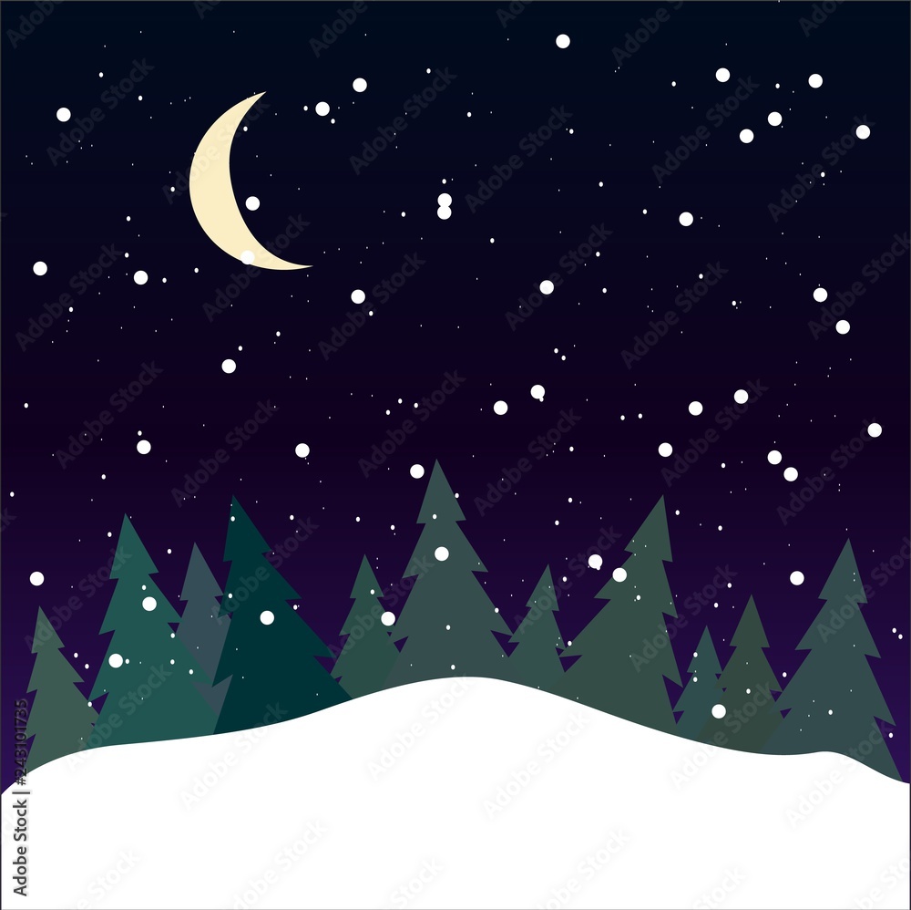 forest at night with pine trees vector forest at night with pine trees vector