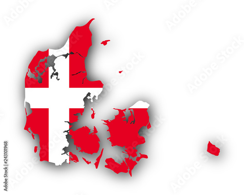 Karte und Fahne von Dänemark
