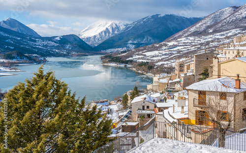 Panoramic view in Barrea during winter season. Province of L'Aquila, Abruzzo, Italy. photo