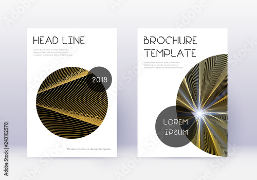 Trendy cover design template set. Gold abstract li