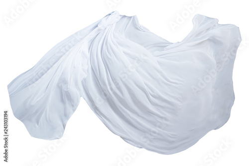 Abstract white flying fabric isolated on white background