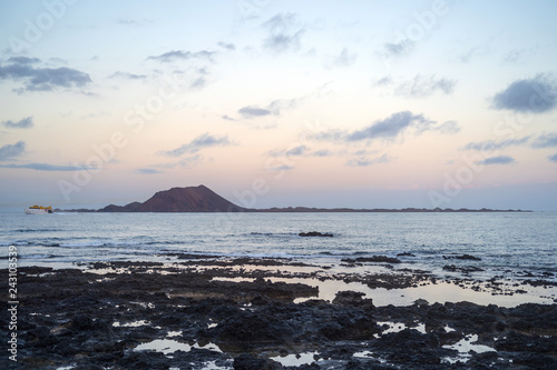 Lobos island as seen from the Corralejo beach  Canary