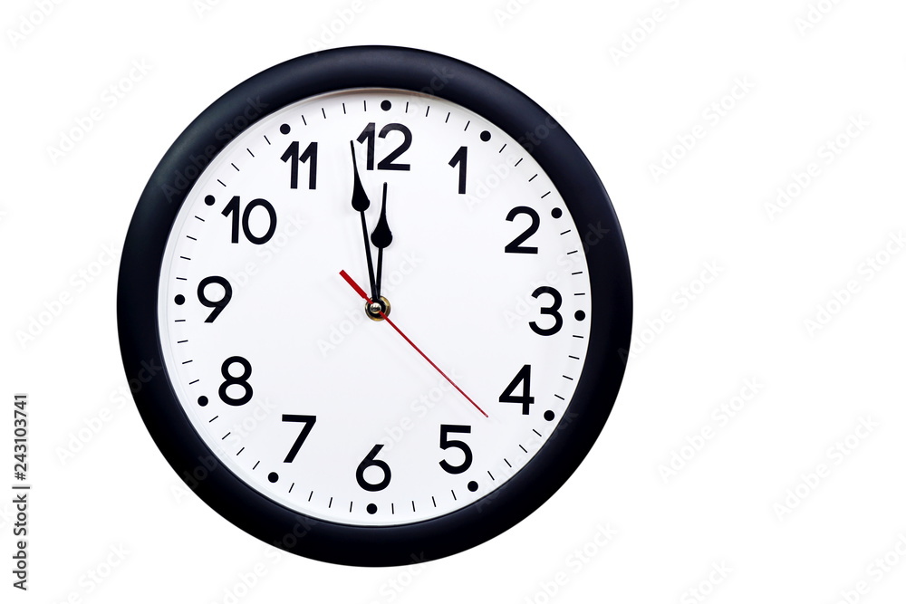 Time concept with black clock at a quarter to noon Time concept with black clock at a quarter to noon