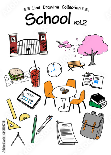 School 2 -Line Drawing Collection-color