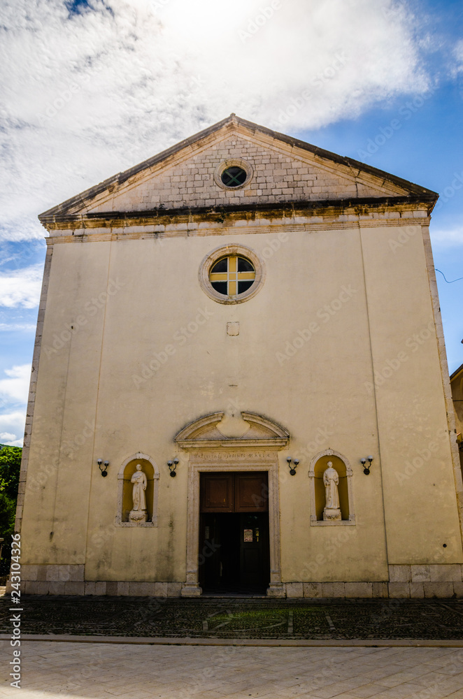 Church entrance front of the building. Skradin, Croatia