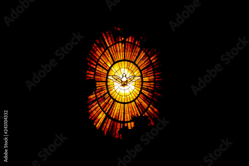VATICAN CITY, VATICAN - JULY 1, 2017: The window of a cathedral of St. Peter in Vatican, Holy Spirit photo