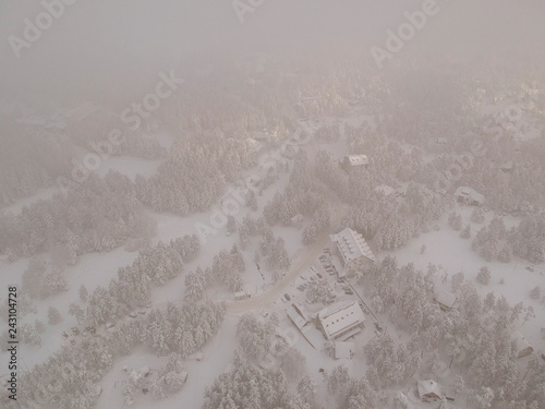Aerial view at winter mountain