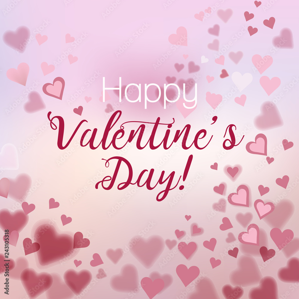 Happy Valentine's Day pink background with hearts. Perfect for holiday design. Vector illustration