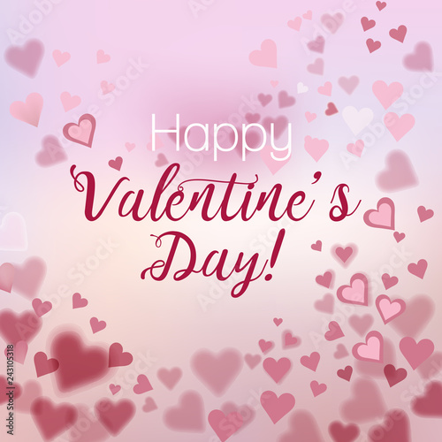 Happy Valentine's Day pink background with hearts. Perfect for holiday design. Vector illustration