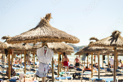 A beach with sunbeds in Mallorca