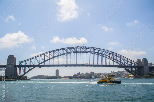 Travel/visit Australia. Iconic Sydney skyline/landscape view of worldwide famous Opera house and Harbour Bridge. Most popular tourist attractions. Travel background concept. Bright summer colours. © Dajahof