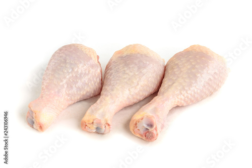Raw chicken legs isolated on white background.