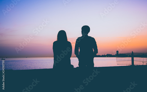 young couple at sunset