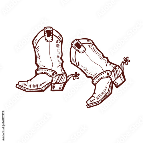 Cowboy Boots in Graphic Hand Drawn Style