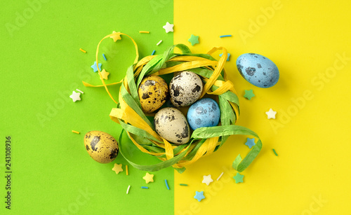 Stylish Easter eggs vibrant background