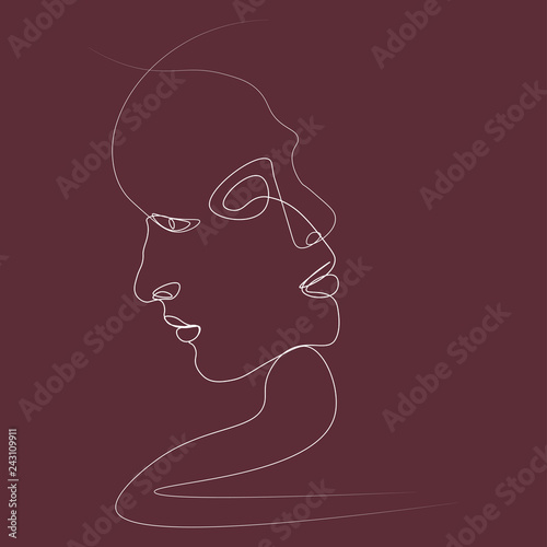Abstract face one line