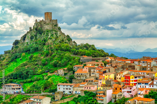 View of Goceano's castle in Burgos, Sardinia, italy. Sardinia architecture and landmark.