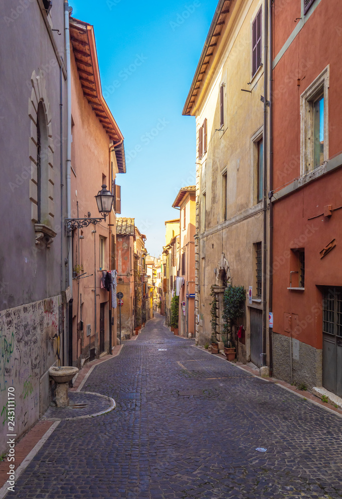 Fototapeta premium Monterotondo (Italy) - A city in metropolitan area of Rome, on the Sabina countryside hills. Here a view of nice historical center.