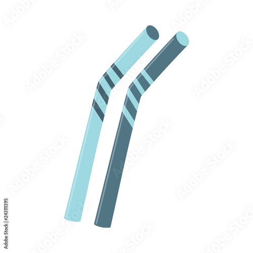 Modern reusable steel drinking straws in flat style isolated on white background - vector illustration of metallic straw for zero waste and eco friendly products concept.