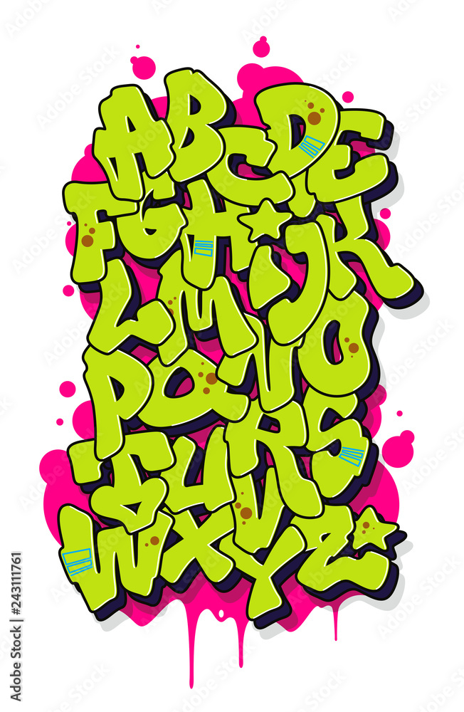Graffiti comic alphabet. Vector font Stock Vector | Adobe Stock