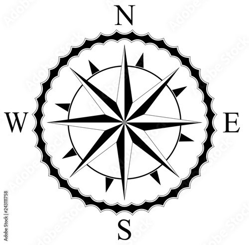 Kompass Rose Vektor auf einem isolierten weißen Hintergrund