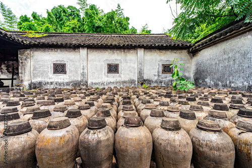rice wine jar in wuzhen town photo