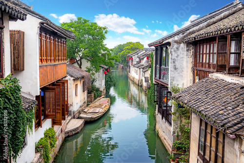 canal in zhouzhuang town china photo