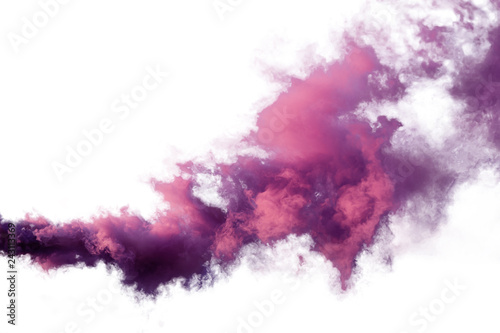 Purple and violet smoke isolated on white background