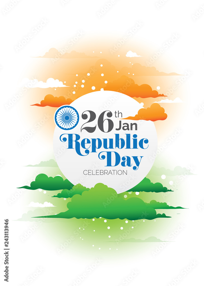 Indian Republic Day Celebration Poster Design Background Template with  Indian National Flag Stock Vector | Adobe Stock