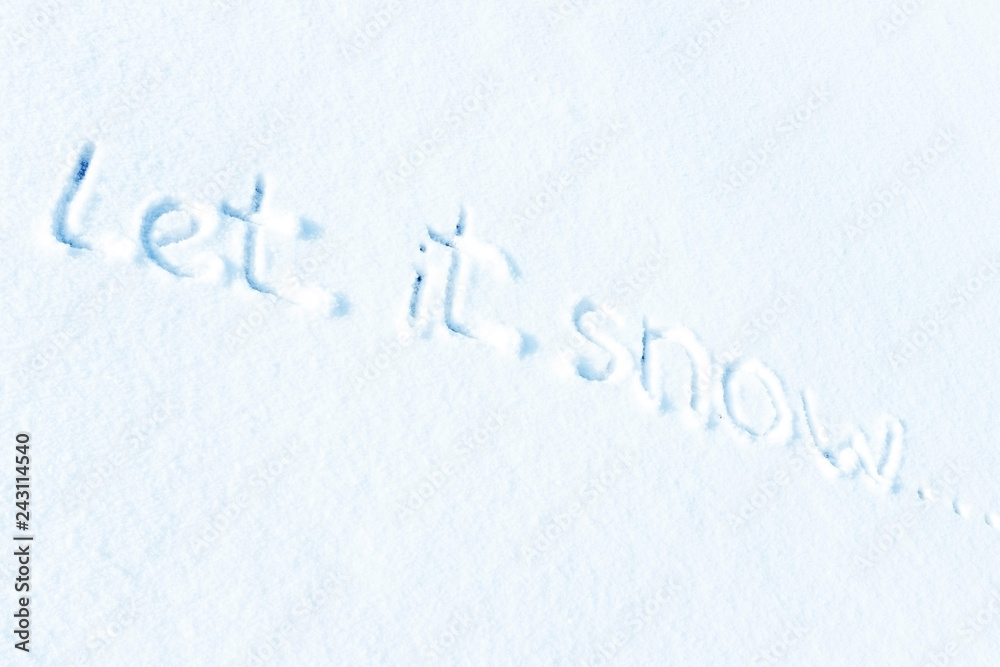 Painted image of spruce. Frosty day, calm winter scene. Ski resort. Great picture of the wilderness. The concept of tourism. With the inscription let it snow Painted image of spruce. Frosty day, calm winter scene. Ski resort. Great picture of the wilderness. The concept of tourism. With the inscription let it snow