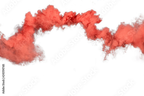 Red and orange smoke isolated on white background