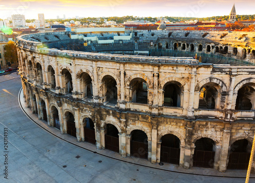 Picture of details ancient amphitheatre arena in Nimes photo