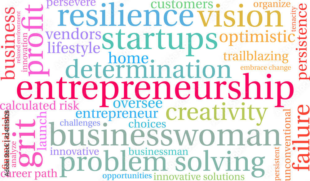 Entrepreneurship Word Cloud on a white background. 